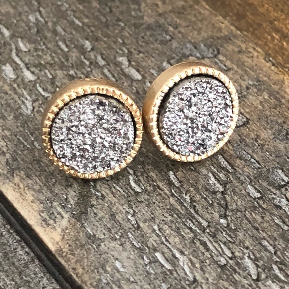 Gunmetal Gray Stud Earrings - Picture 2 of 7